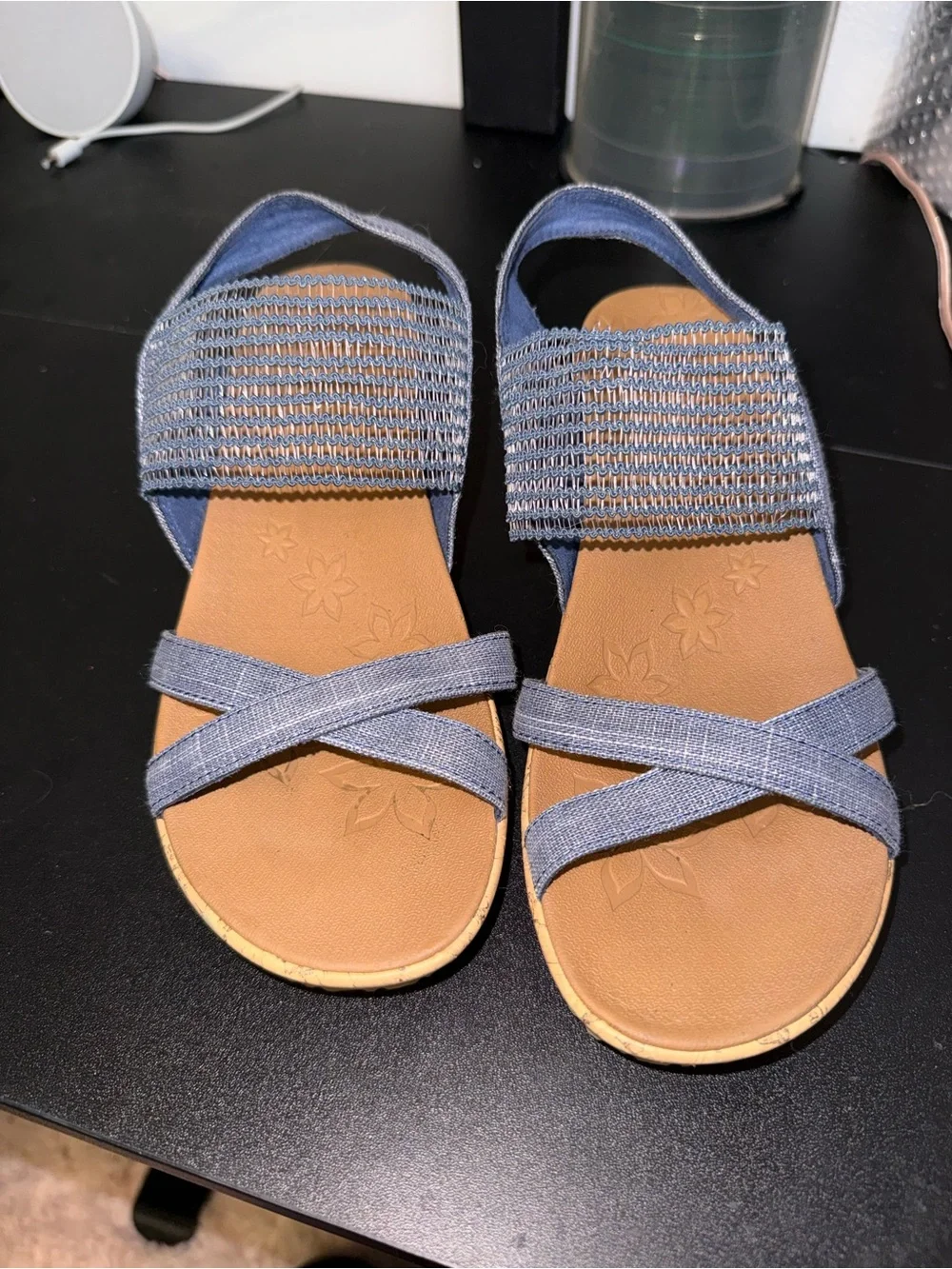 Skechers Blue Denim-Style Women’s Wedge Sandals